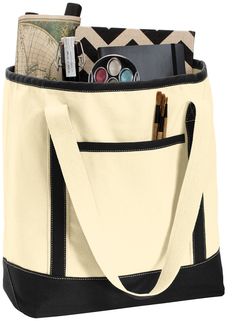 Port Authority® Large Cotton Canvas Boat Tote Bag 16.5"h x 14"w x 7.5"d